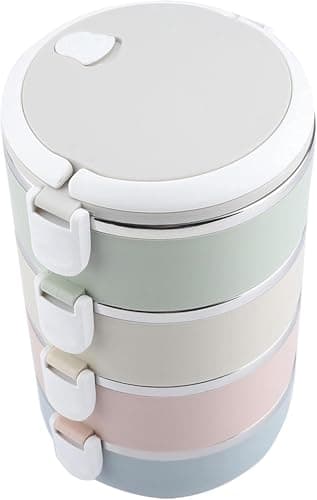 4 Layer Food Storage Column Multi-role Design Plastic Food Storage Stainless Lining Perfect for Trips and Organization