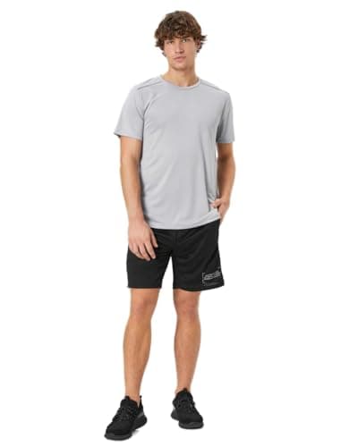 KOTON mens Crew Neck Reflector Printed Short Sleeve Sport Tshirt