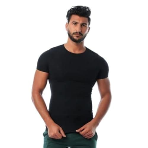 Mesery Round Neck - For Men - Black (M)- Fitted Shirt