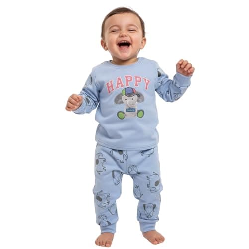 Jockey M M Boys Pajama Long Sleeves Sweatshirt&Pants Printed Happy Pajama Set (pack of 1) Sleepwear