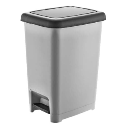 Slim Rectangular Basket, Plastic Dustbin Trash Can With Pedal, For Office, Home, Bathroom, Restaurant, Kitchen, Bedroom, 60 Liter(Gray)