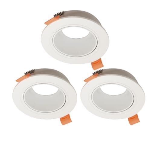 Cyan Tech 3 Piece Round Spot Frame White Rotating Anti Glare Flame Retardant with Five Year Warranty Light fixture