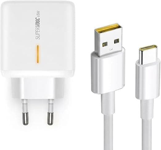Super Fast Charging Adapter with USB-C to USB-C Cable for Smartphones ((65W for K9 Find X2 X3 X5 Pro Neo Lite 5G USB Type-C Cable) Compatible with Realme Devices))