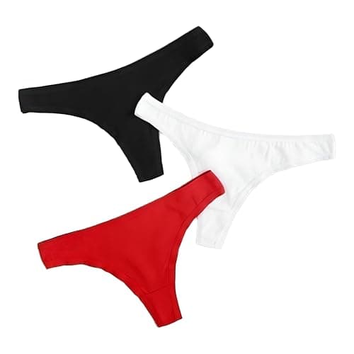 Mesery No Show Cotton Thongs - Set of 3 for Women Underpants