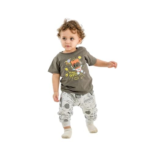 Jockey M M Boys Set Of 2 Pieces Half Sleeves T-Shirt&Pants Printed Rocket Baby & Toddler Sleepers (pack of 1) Pajamas