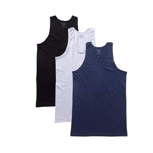 Cottonil Pack of 3 Men's 100% Cotton Sleeveless Tank Top Undershirts Shirt