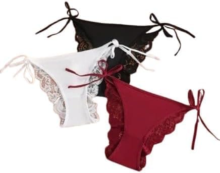 Women's Underwear Set - (3 Piece) Lace Design Soft and Comfortable Material for Daily Use Comfort Home Wear Practical and Suitable for Repeated Use - (code 7669) Underpants
