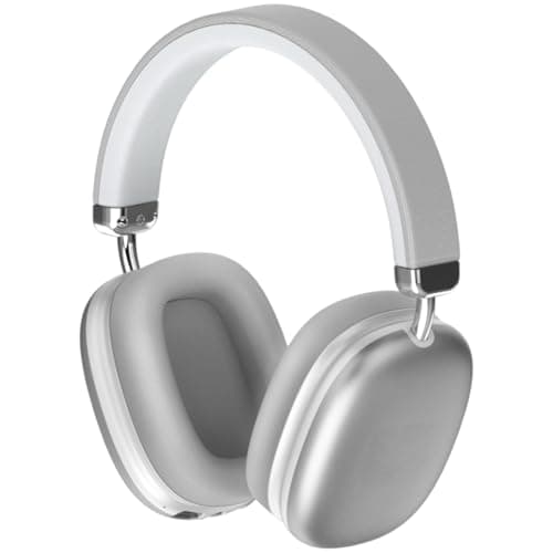 ST-1004 Wireless Bluetooth Headphones, Over-Ear Foldable Headset with Built-in Microphone, Hi-Fi Stereo Sound, Deep Bass, FM Radio & TF Card Support for PC, Smartphone, and TV (Silver)