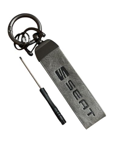 Ushop Compatible with Seat Car Keychain Fashion Leather Car Keychain Metal Rings 360 Degree Rotation Car Key Ring