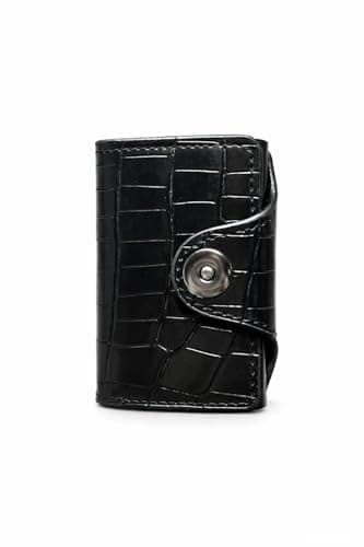 Horse Imperial Leather Card Wallet with Snap Button Closure (T BLACK)