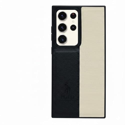 Soft Leather Back Case for Men Women Compatible with Samsung S24 Ultra Classic Fashion Luxury Leather Back Case Durable Genuine Leather Lightweight Comfortable Soft Leather (Black) Cellular phone case