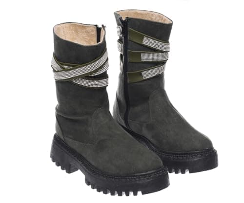 B&W womens B&W-W058-Olive Sneaker Boot