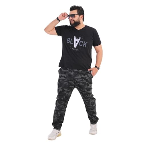 Mens 2 Piece Plus Size Pajamas - Fashion Casual T-shirt and Pants Tring Comfortable Fit for Outdoor Club Daily Use (NO:99)
