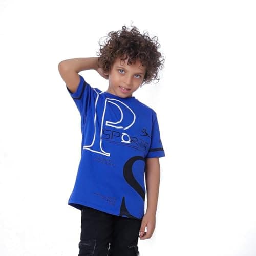 BEBO Boys Printed Half Sleeve T-Shirt 6 Years Blue - 12350_Blue_6_24