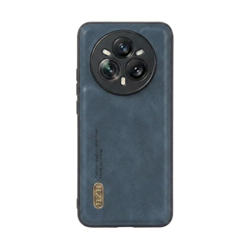 Leather Case For Luxury Faux Leather Protective Case For Stylish Compatible With (Realme 14 Pro Plus) Design Protection Anti Fingerprint Protection Case Made Of Classic Vintage Faux Leather (Blue) Cellular phone case