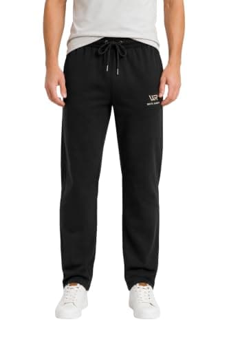 Wide Leg Men's Relaxed Fit Straight Fit Sweatpants-Black | Wide Leg Men's Relaxed Fit Straight Fit Sweatpants-Beige Pants