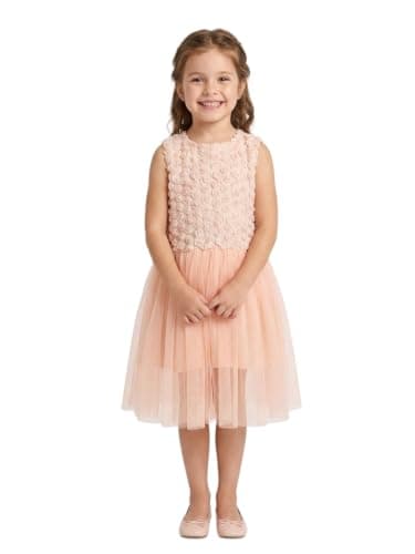 Tulin Rose Dress | فستان يومي مثالي للخروجات والحفلات والاستخدام اليومي.متوفر من عمر 2ل10 سنه فستان بناتي من القماش التل المبطن والمطرز بالورود