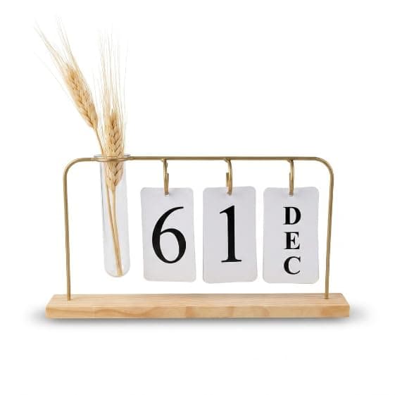 Decorative Wooden Vase - Desk Calendar with Elegant Design Suitable for Home, Office, Decorative Tables