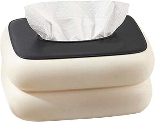 Ushop Tissue Box Holder, Large Capacity Cream Tissue Dispenser Organizer, Suitable for Living Room Office Hotel Wall Mounted, Modern Modern Design (Black)