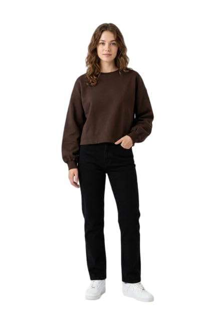Clue Relaxed Ruffle-Detail Crew-Neck Cotton Sweatshirt Shirt