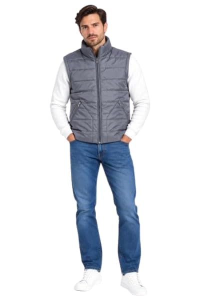 WAHDAN Men's Quilted Puffer Vest, Zip-Up Sleeveless Jacket 490607092-Gray XXXL