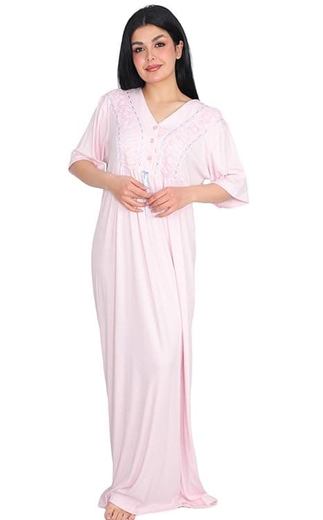 Women Embroidered Long Nightgown, Abaya and Home Wear Long Embroidered | Summer Nightwear Nightwear | Soft Polyester Fabric Long Nightgown Nightgown nightshirt