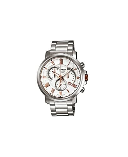 CASIO Dress Watch for Men, Quartz Movement, Analog Display, Silver Stainless Steel Strap-BEM-506BD-7AVDF