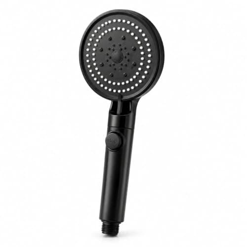 Premium Hand Shower, Black, 3 Spray Modes, Strong Pressure, Water Saving, Stop Button Showerhead