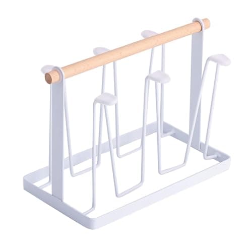 Metal Wood Multi-Use Cup Holder & Mug Stand Organizer for Kitchen Countertop Dining Room Table | Practical Drink Storage Rack Space Saver Storage hook