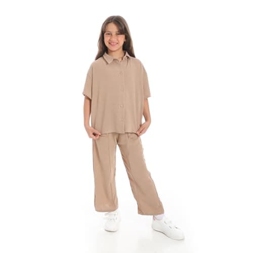 Caesar Girls Girls' half-sleeved suit with front buttons Girls' half-sleeved suit with front buttons