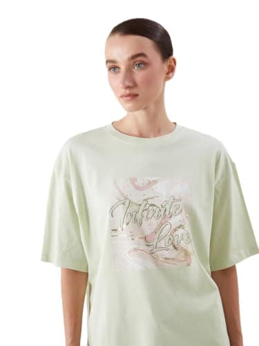 LC WAIKIKI Woman Crew Neck Printed Oversize Women's T-Shirt