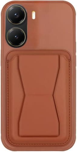 3M Store Leather Case Compatible for POCO X7 PRO Shockproof Leather Back Card Storage & case built-in Stand PU leather for a stylish look, comfortable grip (Brown) Cellular phone case