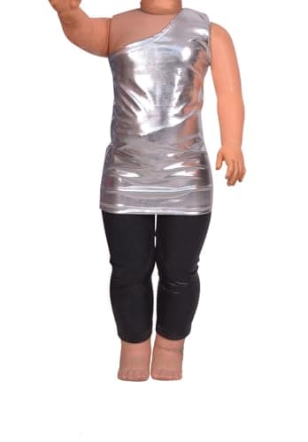 Body Shoulder Disco Leather For Girls Silver Apparel