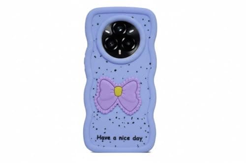 Compatible Case with Realme 14 Pro Plus, [Drop Protection] 3D Bow Pattern Soft TPU Shockproof Phone Case Full Body Protection (Purple) Cellular phone case