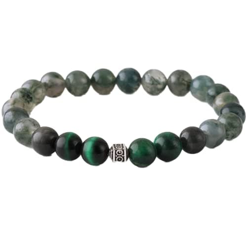 925 Silver Toy Moss Agate Tiger Eye Stone Bracelet