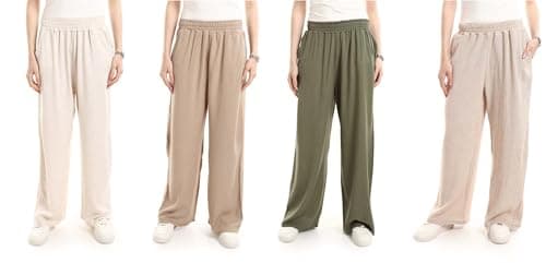 Red Circle Womens Bundle of 4 Comfortable Elastic Waist Summer Lounge Pants Bundle of 4 Comfortable Elastic Waist Summer Lounge Pants