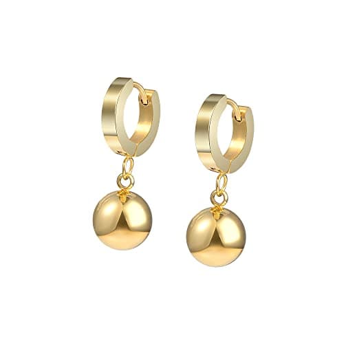 Edforce Stainless Steel Polished Bead Ball Drop Dangle Earrings