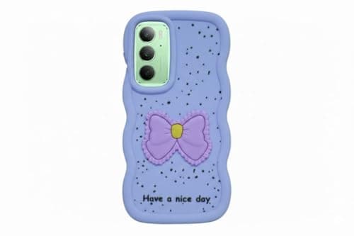 Compatible Case with Realme C75, [Drop Protection] 3D Bow Pattern Soft TPU Shockproof Phone Case Full Body Protection (Purple) Cellular phone case