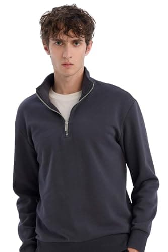 DeFacto Mens Casual Comfort Fit Stand- Up Collar Knitted Sweat Shirt X7405AZ Sweat Shirt (pack of 1)