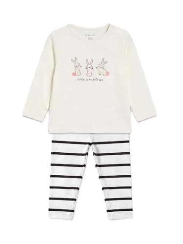 LC WAIKIKI Rabbit Printed and Striped Baby Girls' Set Coordinated outfit