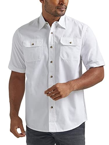 Wrangler Authentics mens Short Sleeve Classic Woven Shirt Button Down Shirt