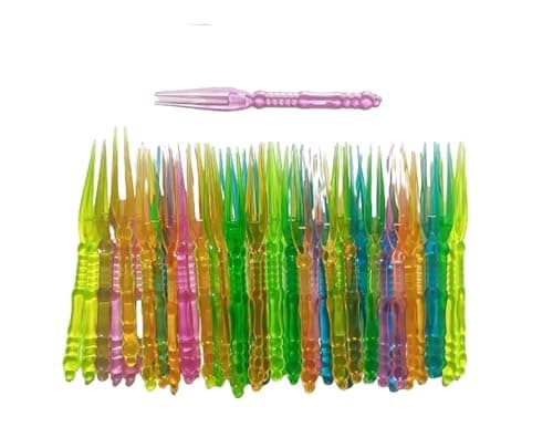 Fruit Candies Acrylic Fork (100 Pieces, Multicolor, Small)