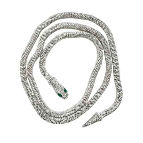 Julia Store 18K Yellow/White Gold Plated Trendy Luxury Non-Tarnish Aesthetic Exquisite Egyptian Cleopatra Vintage Snake Bendable Rhinestone Flexible Exaggerated Necklace Belt Jewelry