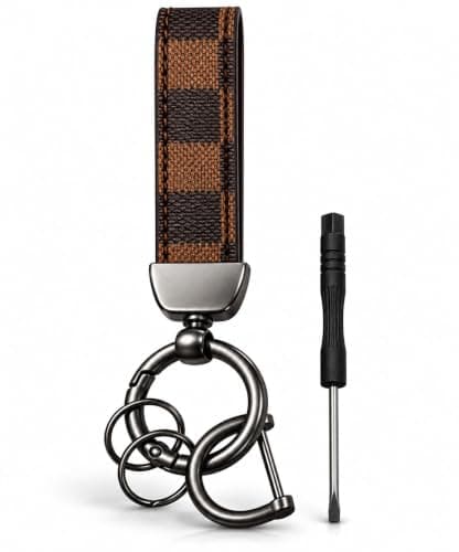 Premium Woven Keychain Wrist Strap with Metal Key Ring, Quick-Release Clip & Screwdriver Tool for Easy Ring Assembly, Durable Lanyard Key Holder with Stylish Design keychain,8