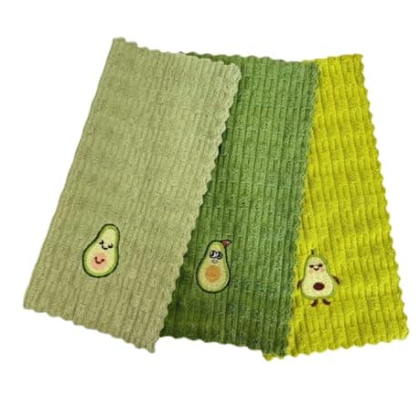 Kitchen Towels Set of 3 - Avocado Design Cleaning and Drying Towels - Multipurpose Towels for Kitchen and Home