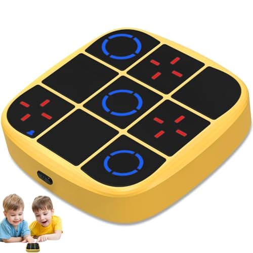 Tic Tac Toe Game, 4-in-1 Electronic Tic Tac Toe Bolt Game, Handheld Puzzle Game Console Toys for Educational and Memory Growth, Portable Travel Games, Board Games Gifts for Kids and Adults (Yellow)