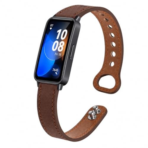 TopPrime Leather Magnetic Watch Band Compatible with Huawei Band 9/8 | Soft faux leather, metal double buckle