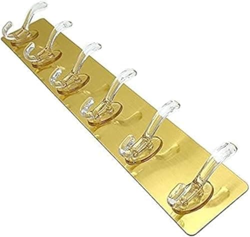 Jalsa Gold Transparent Adhesive Wall Hooks – Strong Self-Adhesive Hanger Set (6 Hooks)