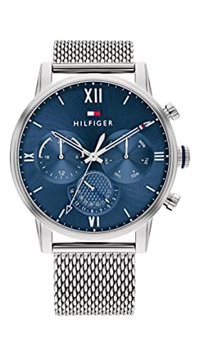 Tommy Hilfiger Men's Quartz Watch with Stainless Steel Strap, Silver, 22 (Model: 1791881)