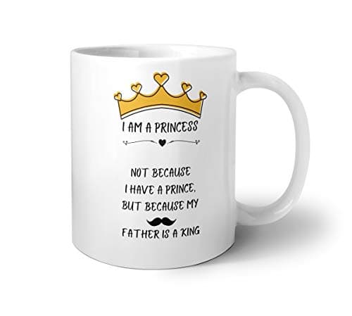 Yuki I Am A Princess Not Because I Have A Prince But Because My Father is A King : Quote Printed Ceramic Coffee Mug - 1 Piece, Multicolour, 325 Ml